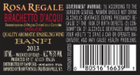 Banfi Rosa Regale Sparkling Red Wine Perspective: back