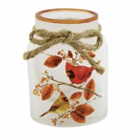 Stony Creek Cardinal W/ Aspen Jar W/ Rope Glass Birds Fall Lighted Bca1272