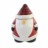 Tabletop Gnome Cookie Jar Ceramic Christmas Plaid Xcnt76488