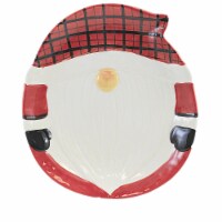 Tabletop Gnome Cookie Plate Ceramic Christmas Plaid Xpla76490