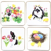 Tabletop Easter Garden Coasters Cork Bunny Rabbit Chicks Eggs C46016031