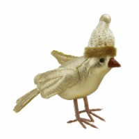 Gallerie II 5 Gold Bird Wearing Knitted Winter Hat Christmas Ornament