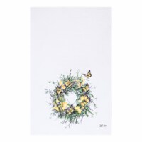 Yellow Butterflies Wreath Spring Flour Sack Kitchen Towel Dishtowel