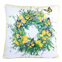 Home Decor Butterfly Wreath Pillow Polyester Flowers Springtime C86144213 Perspective: Main