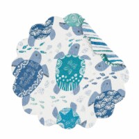 Turtle Bay Round Quilted Reversible Blue Coastal Placemat Set of 6