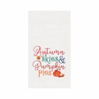 Autumn Skies & Pumpkin Pies Embroidered & Waffle Weave Kitchen Towel