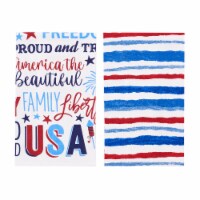 Patriotic Stripe 4th of July Cotton Kitchen Towel Set of 2