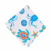 Caraway Coral Napkin Blue Seaturtle Crab & Starfish Print, Set of 6