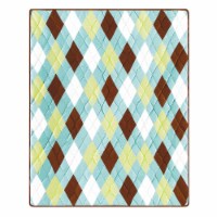 Argyle Aqua Cotton Quilted 50 x 60 Throw Blanket