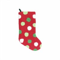 Gallerie II 21  Plush Loop Knit and Velveteen Polka Dot Patterned Christmas Stocking