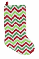 Gallerie II 21  Plush Loop Knit and Velveteen Red, White and Green Chevron Patterned