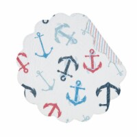 Anchors Away Cotton Quilted Round Reversible Placemat Set of 6