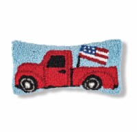6 x 12 Patriotic Truck Hooked Americana July 4th Throw Pillow