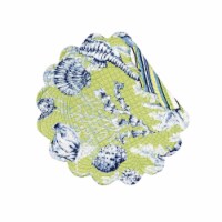 Fenwick Isle Green Coastal Sea Life Cotton Quilted Round Reversible Placemat Set of 6