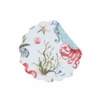 Behari Coastal Sea Life Cotton Quilted Round Reversible Placemat Set of 6