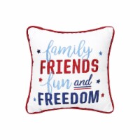 Family, Friends, & Freedom July 4th Embroidered Pillow