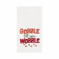 18 x 27 Gobble Till You Wobble Fall Thanksgiving Embroidered Waffle Weave Kitchen Towel