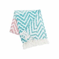 Chevron Coral and Green 50 x 60 Throw Blanket