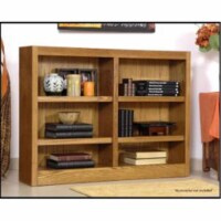 Traditional 36  Tall 6-Shelf Double Wide Wood Bookcase in Dry Oak