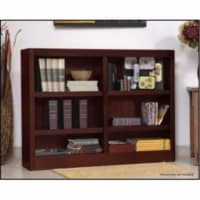 Traditional 36  Tall 6-Shelf Double Wide Wood Bookcase in Cherry