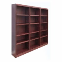 Traditional 72  Tall 15-Shelf Triple Wide Wood Bookcase in Cherry