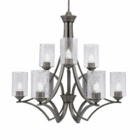 Zilo Uplight, 9 Light, Chandelier In Graphite Finish With 4 Smoke Bubble Glass