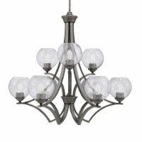 Zilo Uplight, 9 Light, Chandelier In Graphite Finish With 5.75 Smoke Bubble Glass