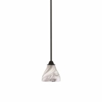 Paramount 1 Light Mini Pendant In Matte Black Finish With 6.25 Onyx Swirl Glass