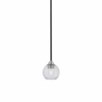 1 Light Mini Pendant In Matte Black & Brushed Nickel Finish With 5.75 Smoke Bubble Glass