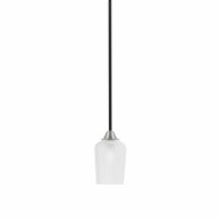 1 Light Mini Pendant In Matte Black & Brushed Nickel Finish With 5 Clear Textured Glass