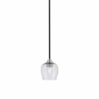 1 Light Mini Pendant In Matte Black & Brushed Nickel Finish With 6 Smoke Bubble Glass
