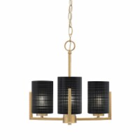 Atlas Uplight, 3 Light, Chandelier In New Age Brass Finish With 4 Black Matrix Glass