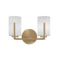 Atlas 2 Light Bath Bar In New Age Brass Finish With 4 White Muslin Glass