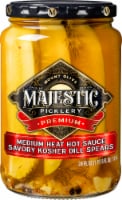 Majestic Picklery Premium Medium Heat Hot Sauce Kosher Dill Spears Pickles Perspective: Main