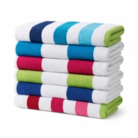 Ben Kaufman Cabana Stripe Beach Towels, Oversized, Quick-Dry Cotton, 30 x 60 , 6PK Perspective: Main