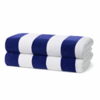Ben Kaufman Oversized Striped Towels, 100% Cotton, Quick-Dry, 32 x 62 , Blue 2PK Perspective: Main