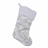 Northlight 20  White and Gold Glittered Snowflake Christmas Stocking with Cuff