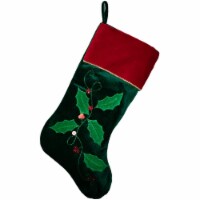 Northlight 20 Dark Green and Red Holly Berry Christmas Stocking