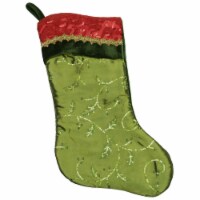Northlight 20 Red and Green Leaf with Wavy Sequined Cuff Christmas Stocking
