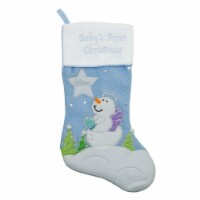 Northlight 20  Blue Babys First Christmas Velveteen Snowman Angel Christmas Stocking