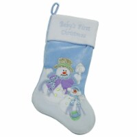 Northlight 21  Blue and White  Baby's First Christmas  Snowman Stocking