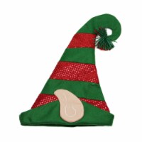 Northlight 22 Green and Red Striped Sequin Unisex Adult Christmas Elf Hat Costume Accessory