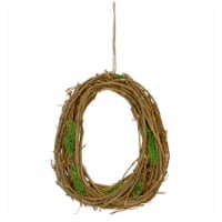 Northlight Grapevine, Twig and Moss Egg-Shaped Artificial Spring Wreath, 11-Inch