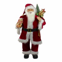Northlight 36  Red and White Santa Claus Christmas Figure with Teddy Bear and Gift Bag