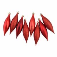 Northlight 8ct Red Hot Shatterproof 4-Finish Finial Drop Christmas Ornaments 5.5