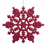 Northlight Club Pack of 24 Mulberry Pink Glitter Snowflake Christmas Ornaments 4