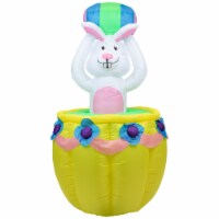 Northlight 5.5ft Lighted and Animated Inflatable Easter Bunny Basket Outdoor Decoration