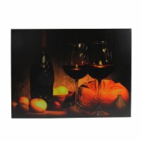 Northlight Orange LED Lighted Flickering Wine, Bread, and Candles Canvas Wall Art 15.75 x Perspective: Main