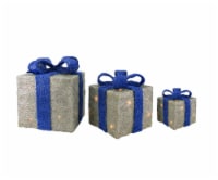 Northlight Set of 3 Lighted Silver and Blue Gift Boxes Outdoor Christmas Decorations 10