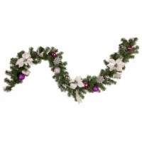 Northlight 6' x 9  Foliage, Poinsettia and Ornament Artificial Christmas Garland, Unlit
